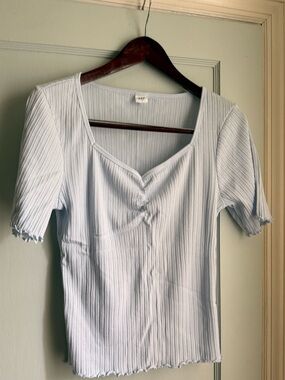 GAP Light Blue & Pink Ribbed V-Neck Crop Tops _ 2 two tops